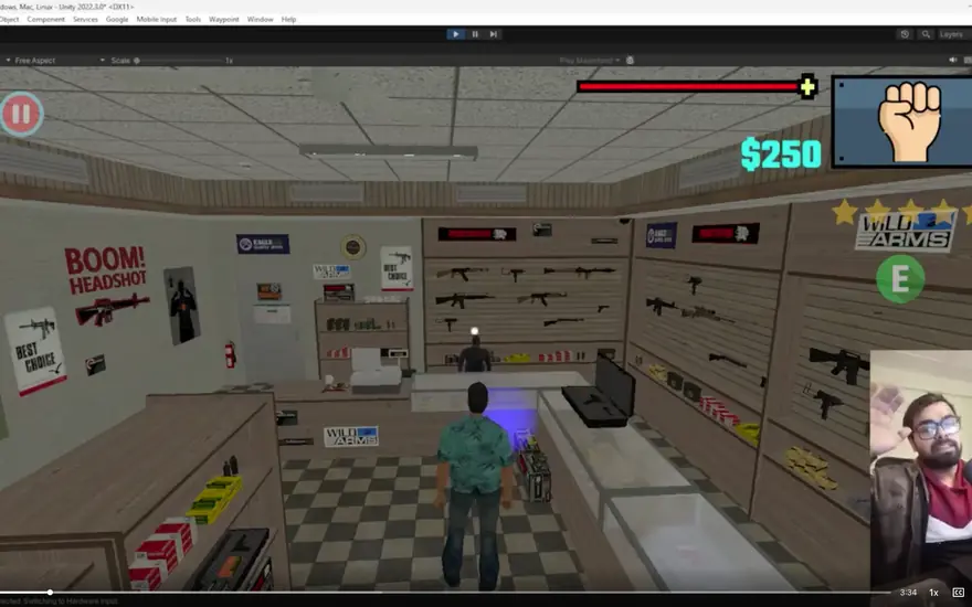 Unity game development, screen 2 of 4